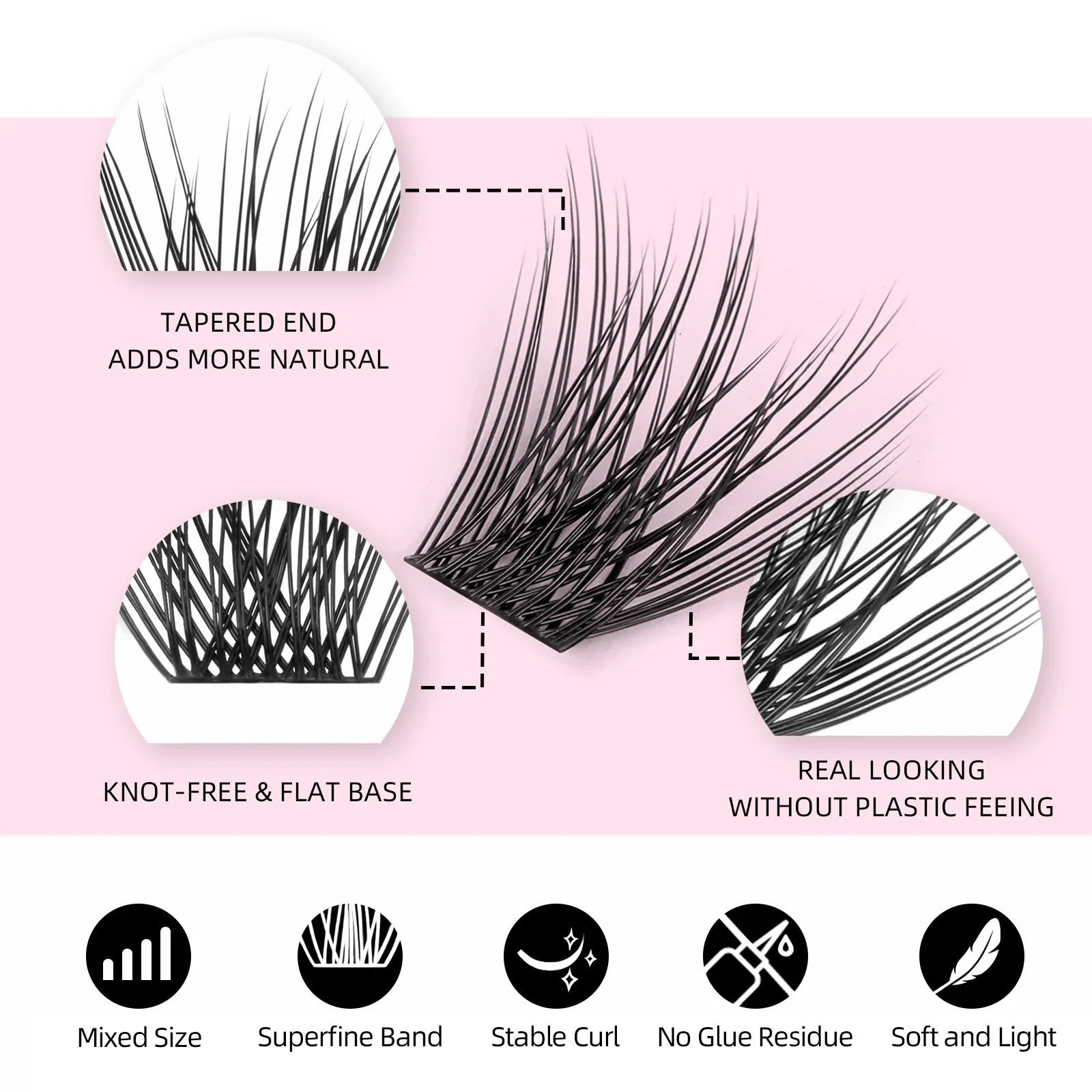 Mix Color 144 Russian Volume False Eyelashes Natural Soft Cluster Segment Lashes - 24 Timmar Deals