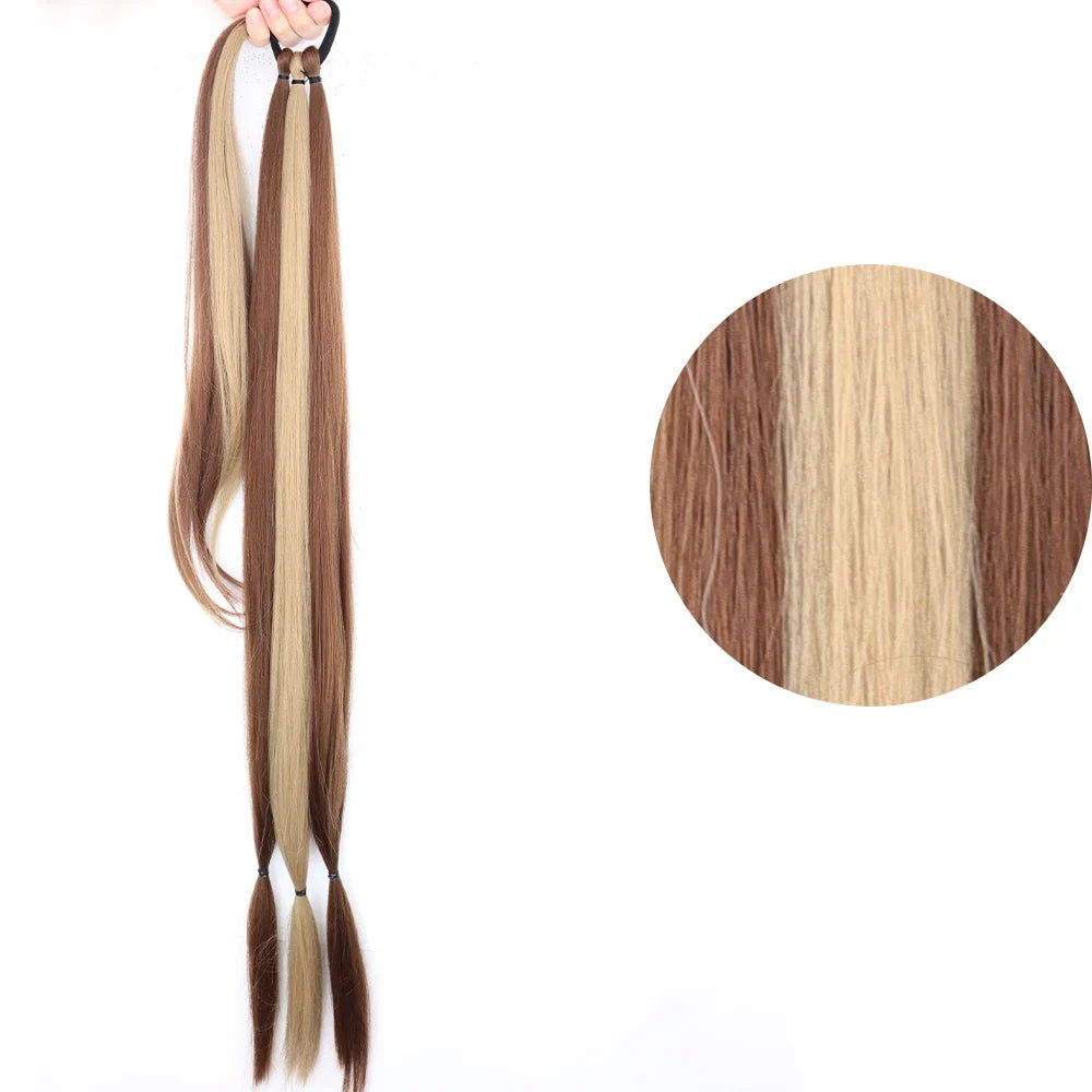 Ponytail Extensions Syntetiska boxningsflätor lindade Chignon-svans med gummiband Hårring 34" - 24 Timmar Deals