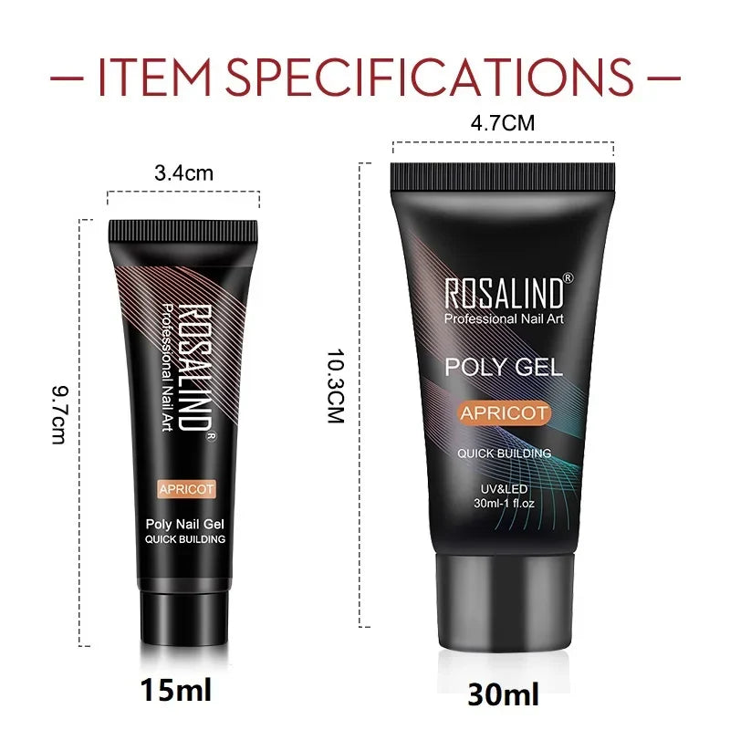 Poly Gel Akryl Extension Crystal Nail Art Hybrid Lack Slip Solution Poly Nagellack Semi Permanent 15/30ml - 24 Timmar Deals