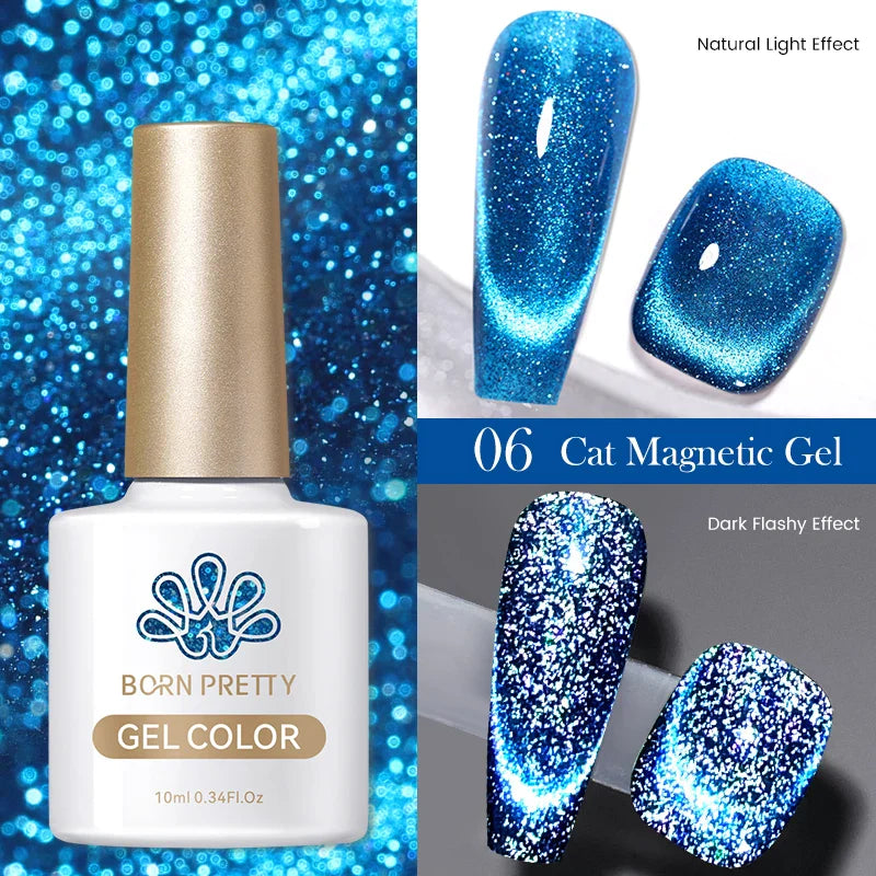 Reflekterande Cat Magnetic Gellack 10ML Silver Shinning Glitter Vernis Semi Permanent Soak Off Magnetic UV Gel - 24 Timmar Deals
