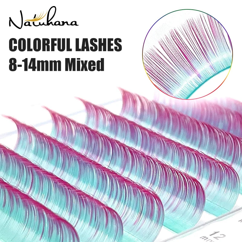 Mix Color Lashes Soft Natural Synthetic Mink Rainbow Colored Eyelash C/D Curl Eyelashes Extensions Eye Makeup - 24 Timmar Deals