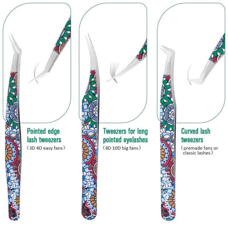 2st set Ögonfransförlängningspincett Individuell professionell Precision Volym Lash Pincett Rostfritt stål - 24 Timmar Deals