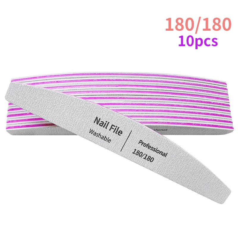 Nail File 100 to 180 Professional Tools Emery for Manicure Lime 240 Sandpaper Gel Polishing Files for Nails Buffers Set Polisher - 24 Timmar Deals