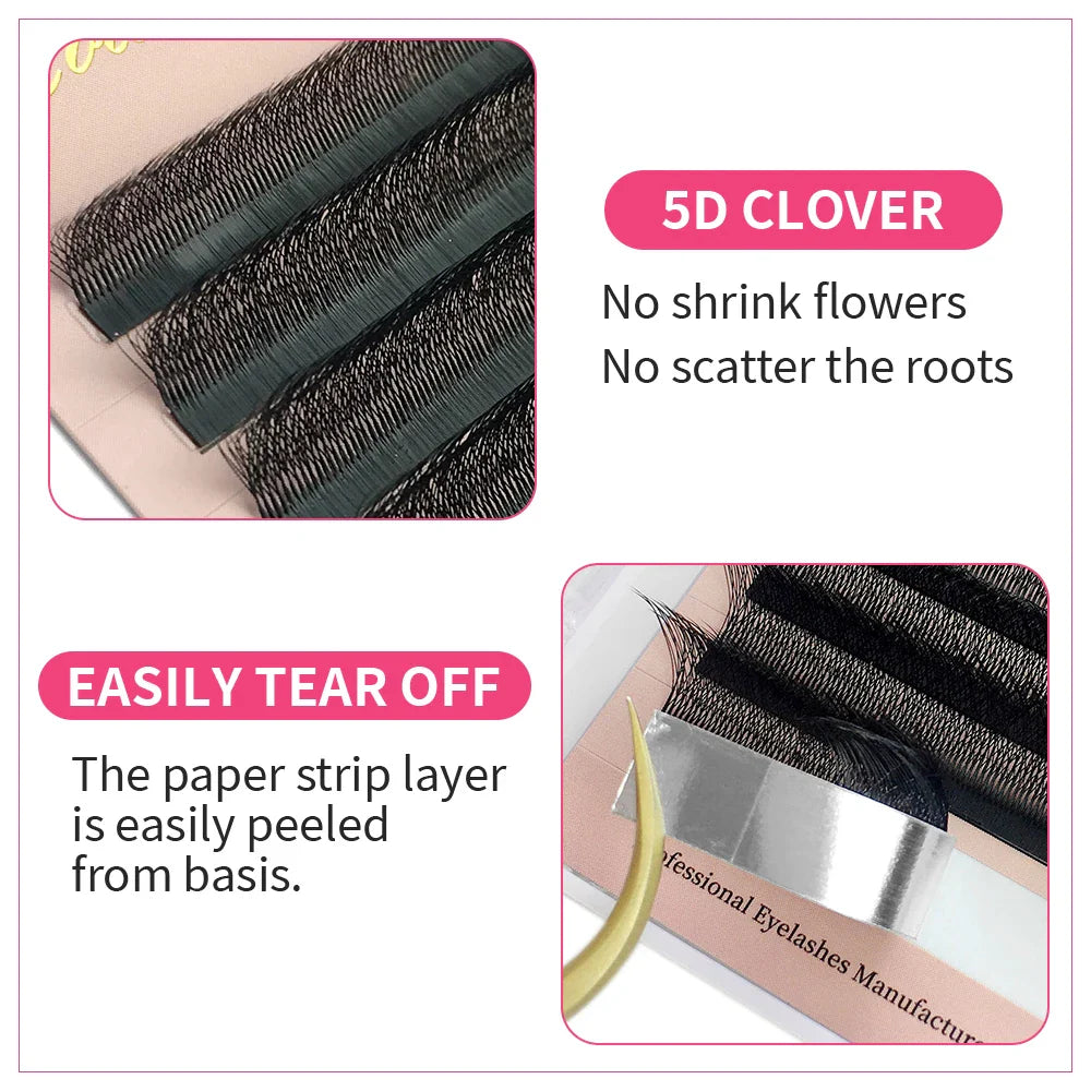 5D W Shaped Faux Eyelashes Easy Fan Volume Fransförlängning - 24 Timmar Deals