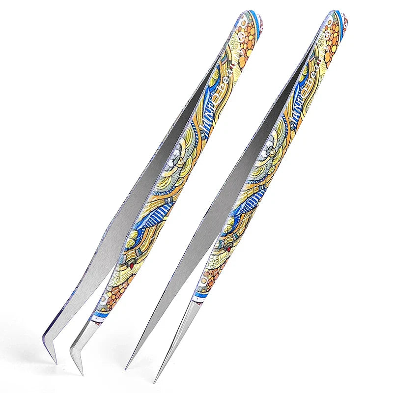 2st set Ögonfransförlängningspincett Individuell professionell Precision Volym Lash Pincett Rostfritt stål - 24 Timmar Deals
