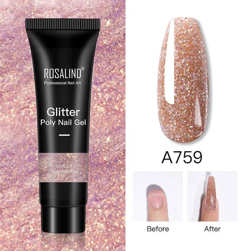 Poly Gel Akryl Extension Crystal Nail Art Hybrid Lack Slip Solution Poly Nagellack Semi Permanent 15/30ml - 24 Timmar Deals