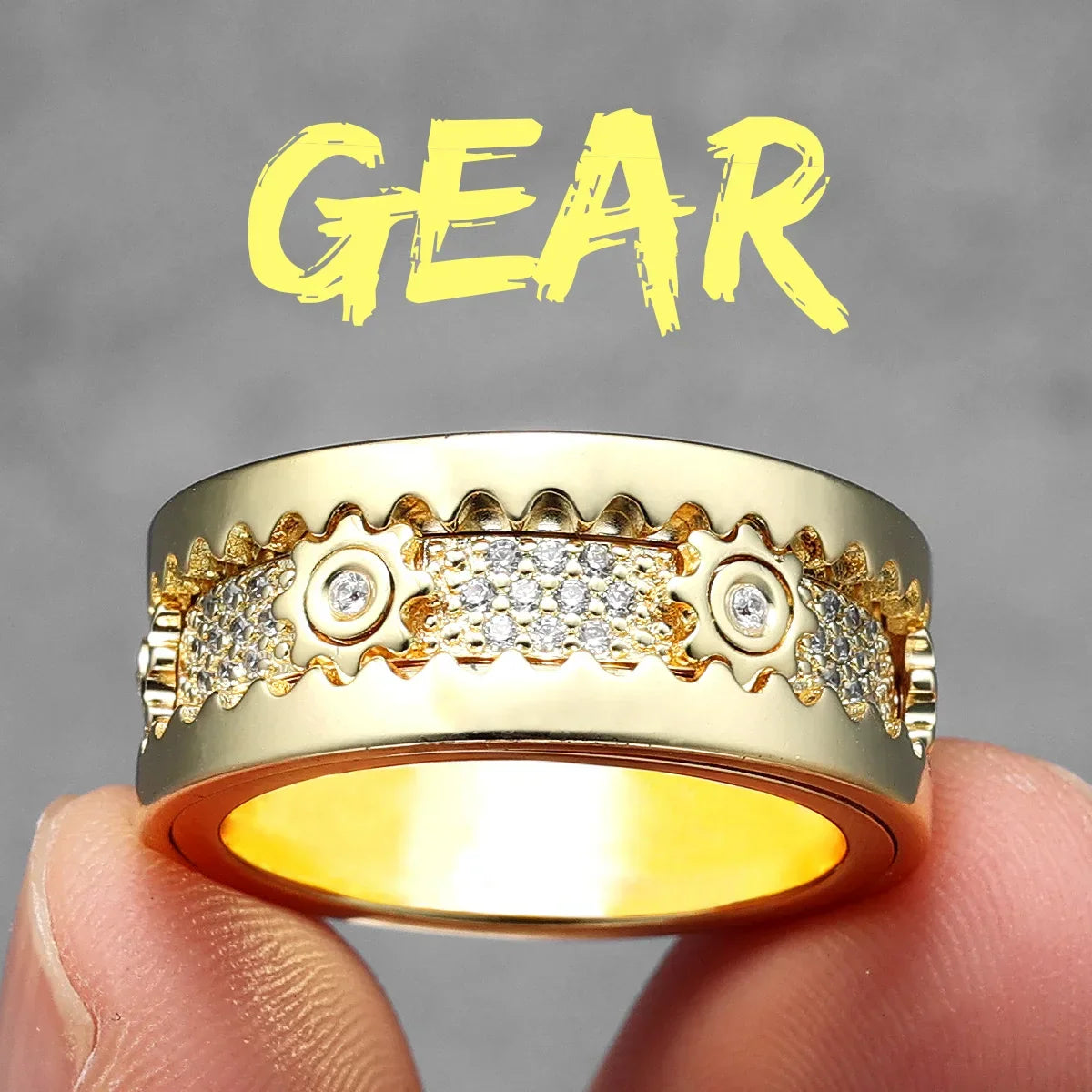 Gear Men Rings Stainless Steel - 24 Timmar Deals