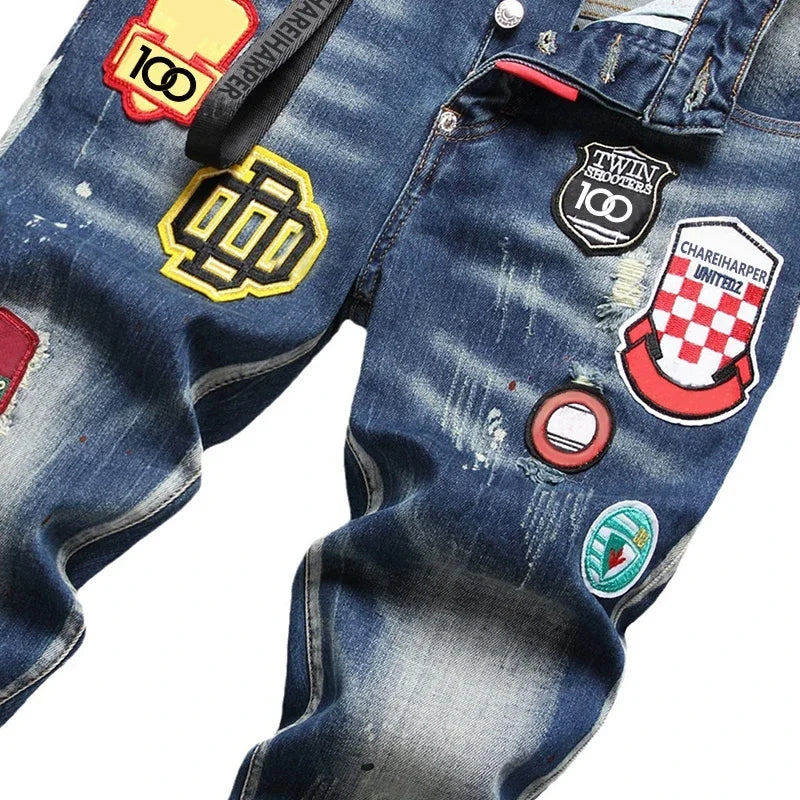 dsq071 Herrjeans Stretchkomplex tvättvatten handmålade - 24 Timmar Deals