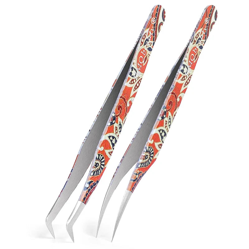 2st set Ögonfransförlängningspincett Individuell professionell Precision Volym Lash Pincett Rostfritt stål - 24 Timmar Deals