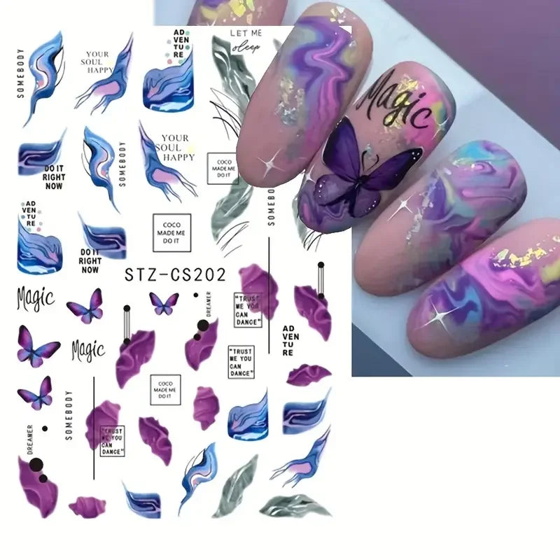 Blooming Marble Nail Stickers Dekal 3D - 24 Timmar Deals