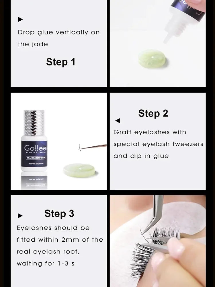 Gollee 5ml Eyelash Extension Glue 0.5 Second Fast Drying False Eye Lash Extension Glue Gollee Super Bonder Eyelash Glue Primer - 24 Timmar Deals