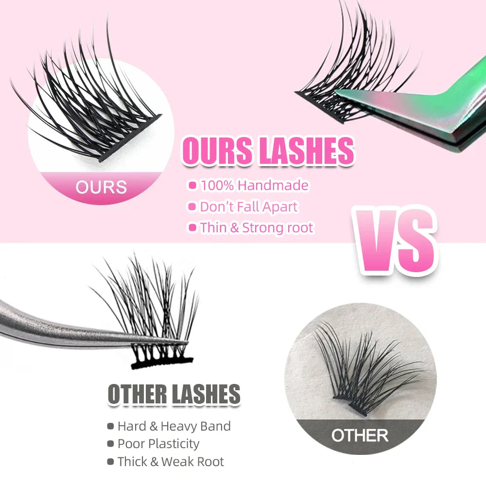 Mix Color 144 Russian Volume False Eyelashes Natural Soft Cluster Segment Lashes - 24 Timmar Deals