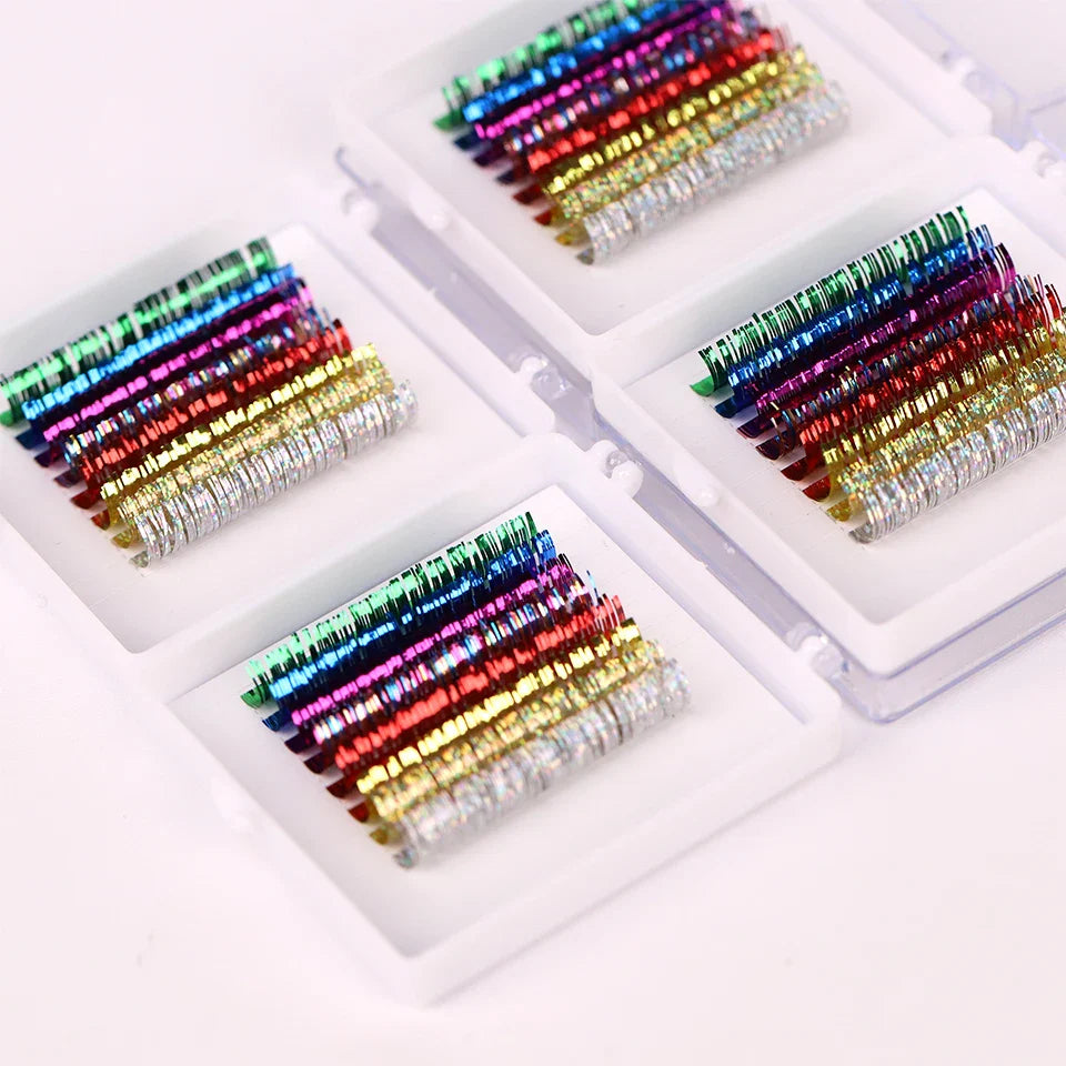 Shiny Colorful Lash Individual Holographic Tinsel Eyelash Extension Lashes Colored Christmas Party Tinsel Eyelashes - 24 Timmar Deals