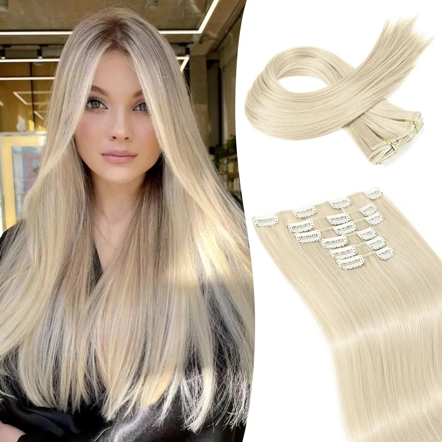 Clip in hair extensions 6st Rakt 24" - 24 Timmar Deals