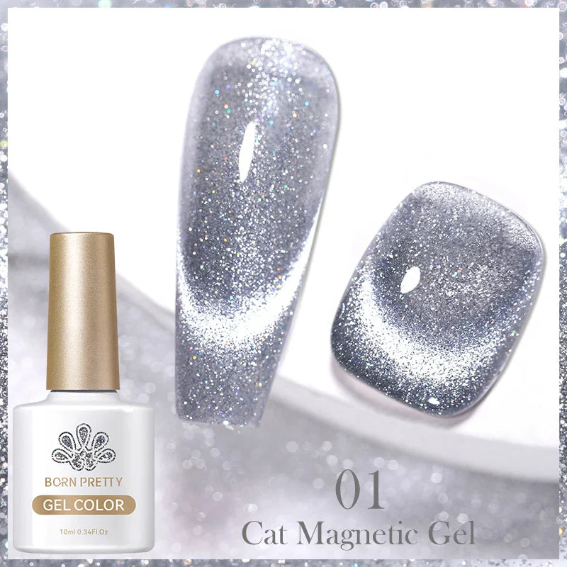 10ml Magic Cat Magnetic Gel Nail Polish Sparking Aurora Silver Effect Soak Off UV Gel Varnis Semi-Transparent - 24 Timmar Deals