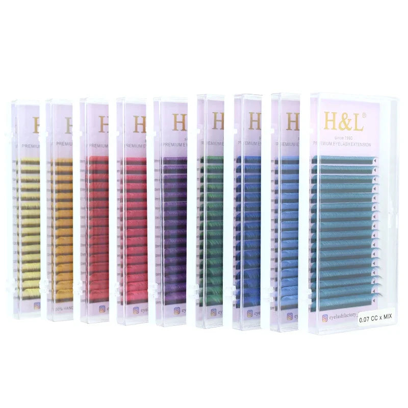 H&L Color Russian Volume Eyelashes Extension Curl Eyelash Extension Mink Lashes Individual Eyelashes Makeup Tool - 24 Timmar Deals
