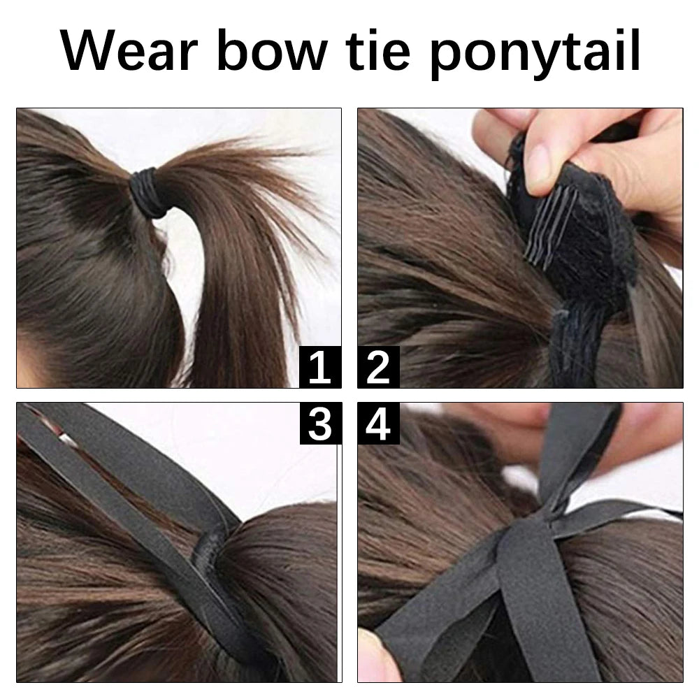 55cm Synthetic Lång Rak Wrap Around Ponytail Clip In Hair Extension - 24 Timmar Deals