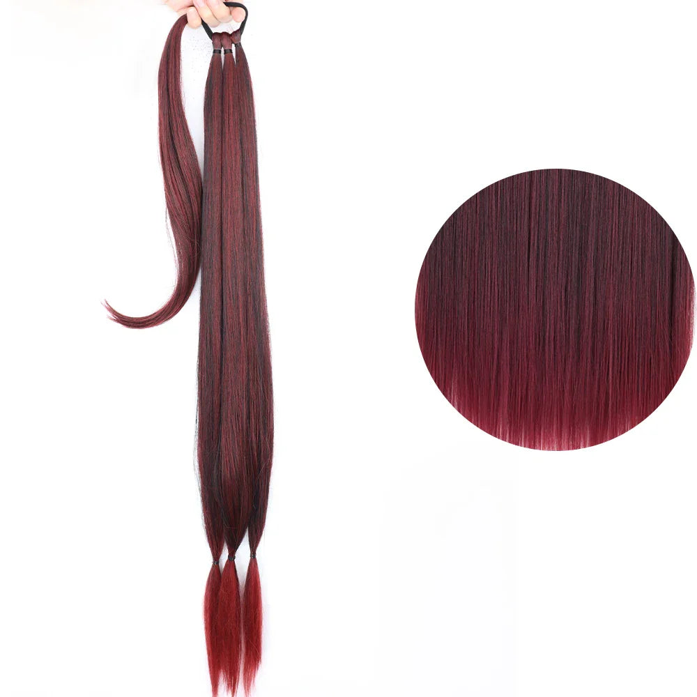 Ponytail Extensions Syntetiska boxningsflätor lindade Chignon-svans med gummiband Hårring 34" - 24 Timmar Deals