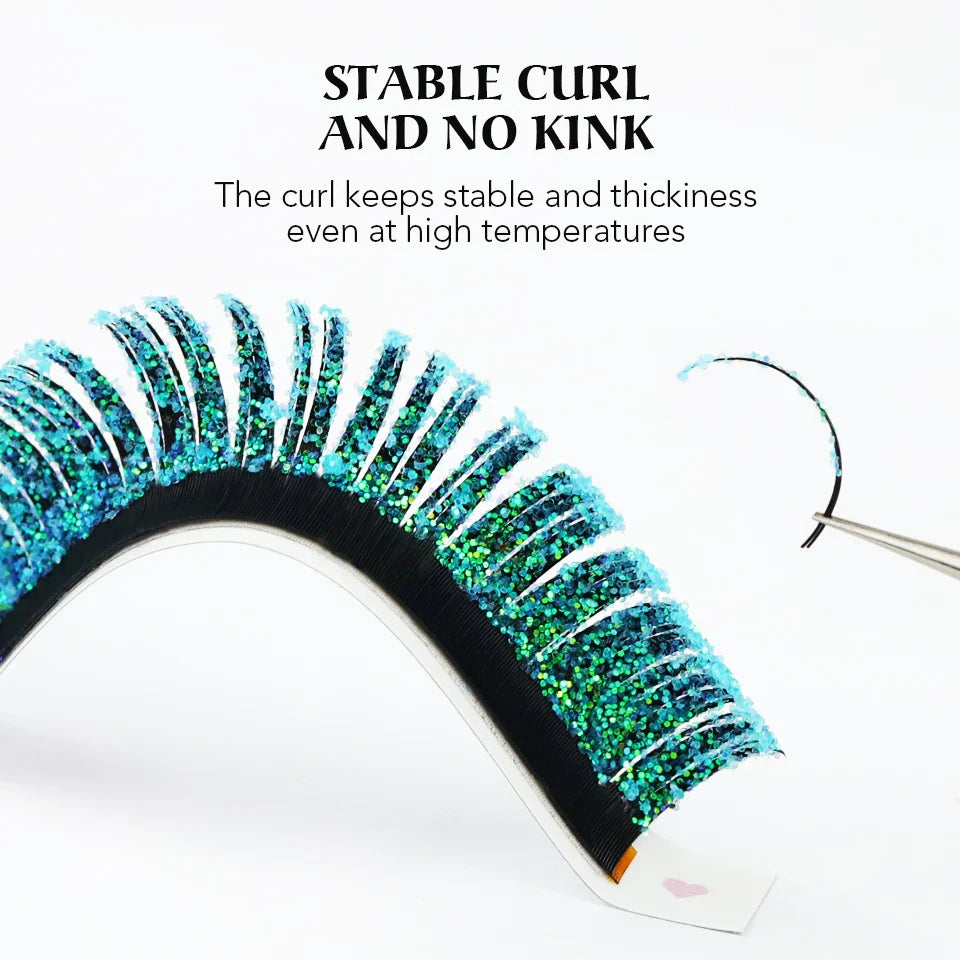 RUJADE Mix Color Glitter Lashes Fashion Shiny Colorful Russian Volume Individual Eyelash Extensions Colors Glitter Lashes Makeup - 24 Timmar Deals