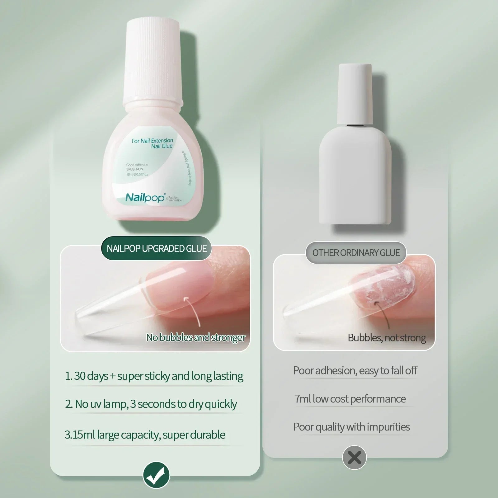 Nailpop 3S snabbtorkande nagellim för nageltips Superstark - 24 Timmar Deals