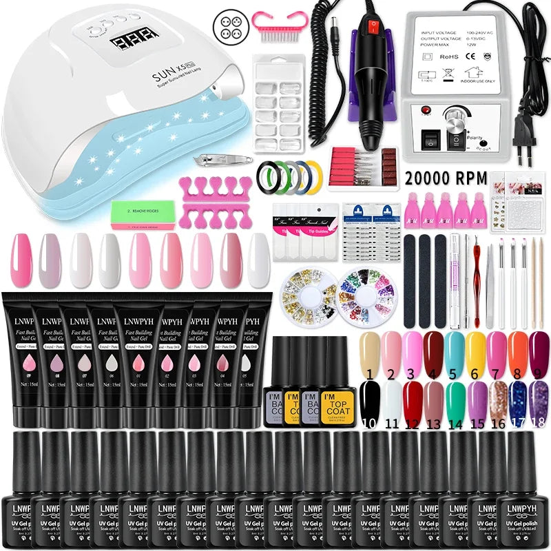 Polygel, Gellack Sett Med UV LED Lamp - 24 Timmar Deals