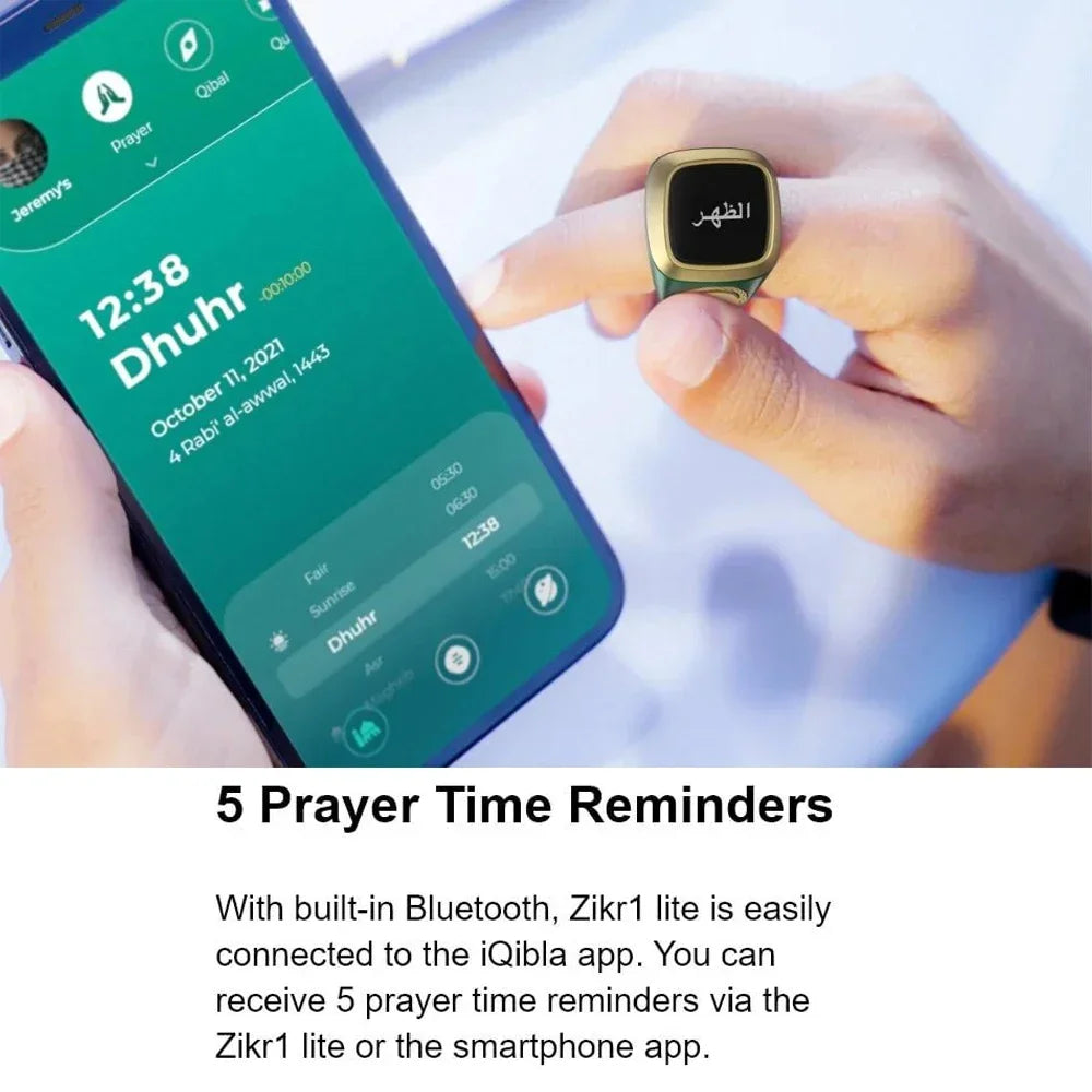 Smart Tasbih Tally Ring OLED Display Digital disk för muslimer Zikr Tasbeeh 5 Bönetidspåminnelse Vattentät ring - 24 Timmar Deals