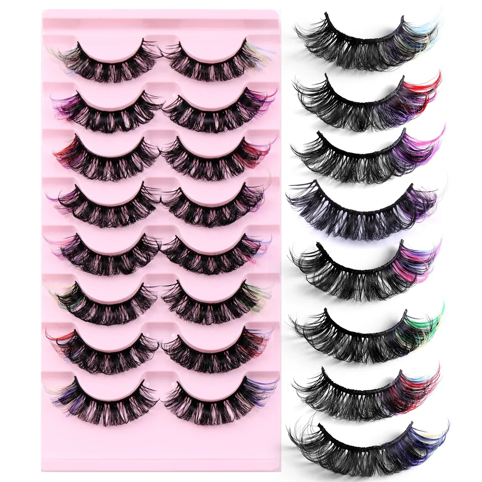 8 Pairs 3D Mink Colored False Eyelashes Dramatic Eyelash Extension Natural Fluffy Lashes - 24 Timmar Deals