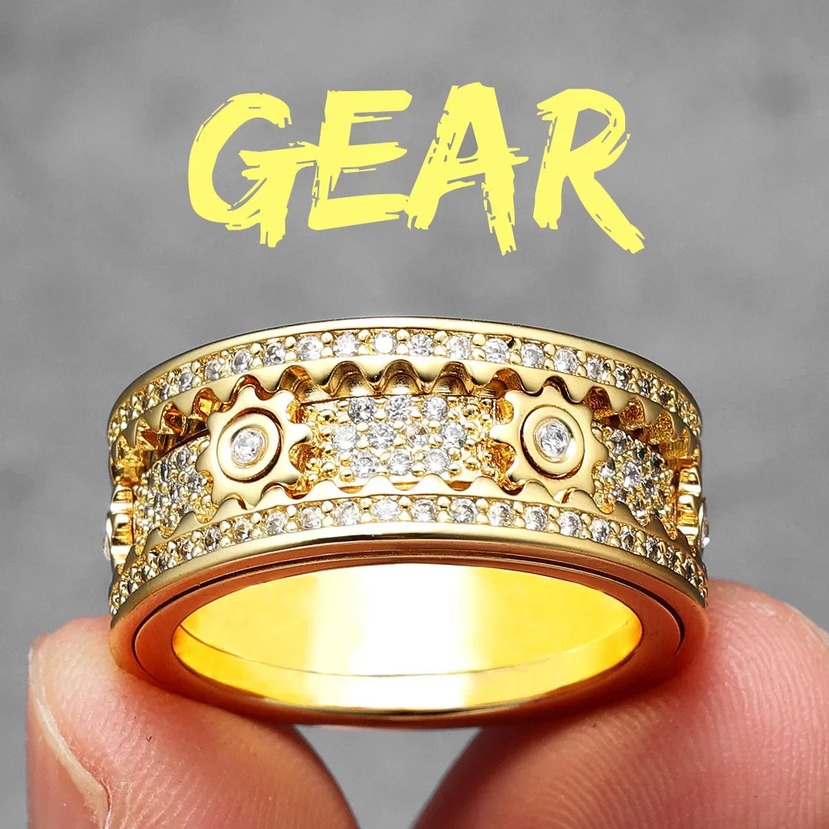 Gear Men Rings Stainless Steel - 24 Timmar Deals