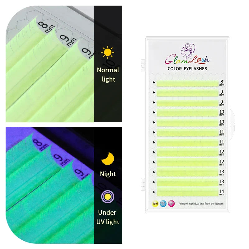 Individual Color Lashes Natural Long Eyelash Extension Pink/Red/Green/White/Purple Mixed Length Soft Colored Lahses - 24 Timmar Deals