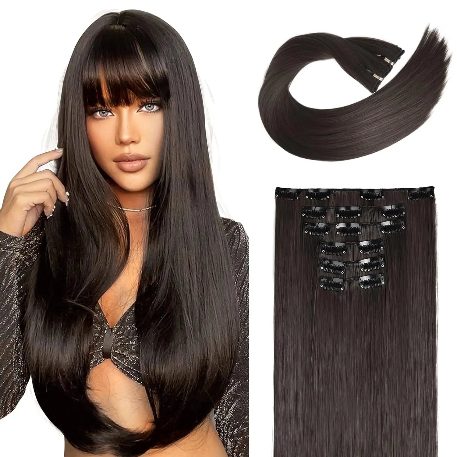 Clip in hair extensions 6st Rakt 24" - 24 Timmar Deals