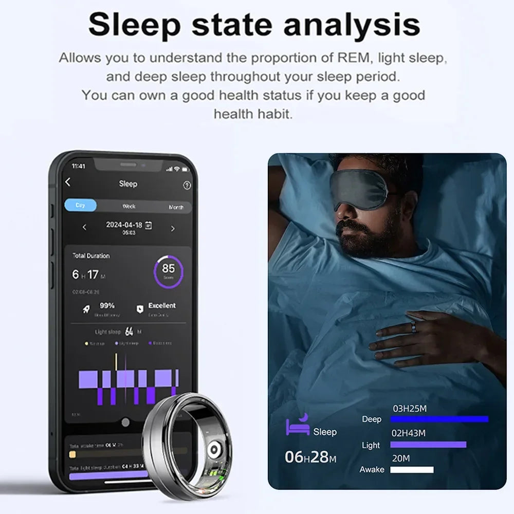 Smart Ring with Charging Case for Men Women Heart Rate and Blood Oxygen Monitor Waterproof Sport - 24 Timmar Deals