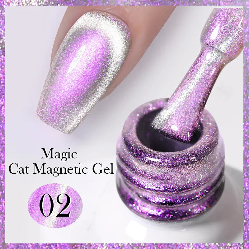 10ml Magic Cat Magnetic Gel Nail Polish Sparking Aurora Silver Effect Soak Off UV Gel Varnis Semi-Transparent - 24 Timmar Deals