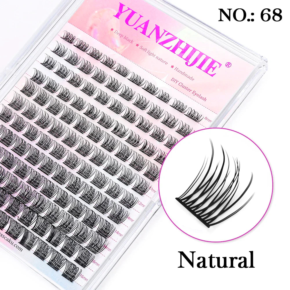 Mix Color 144 Russian Volume False Eyelashes Natural Soft Cluster Segment Lashes - 24 Timmar Deals