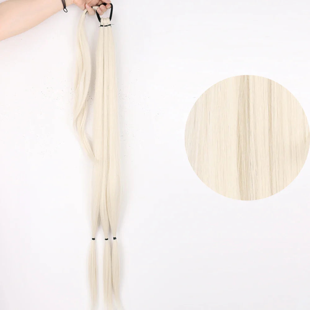 Ponytail Extensions Syntetiska boxningsflätor lindade Chignon-svans med gummiband Hårring 34" - 24 Timmar Deals