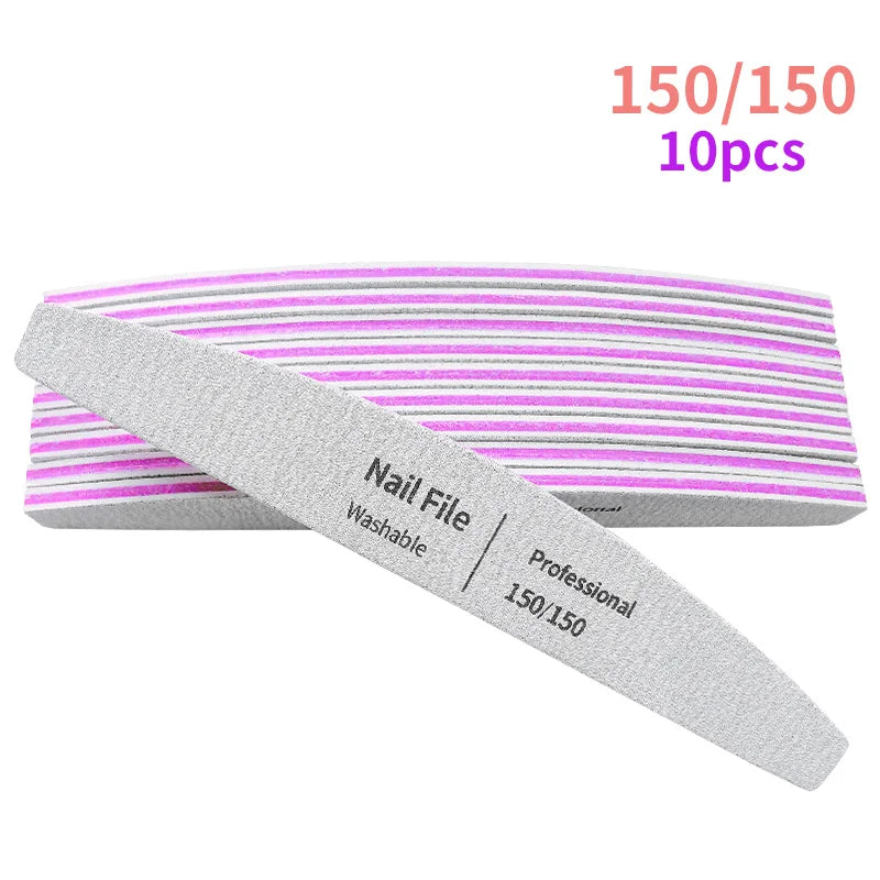 Nail File 100 to 180 Professional Tools Emery for Manicure Lime 240 Sandpaper Gel Polishing Files for Nails Buffers Set Polisher - 24 Timmar Deals