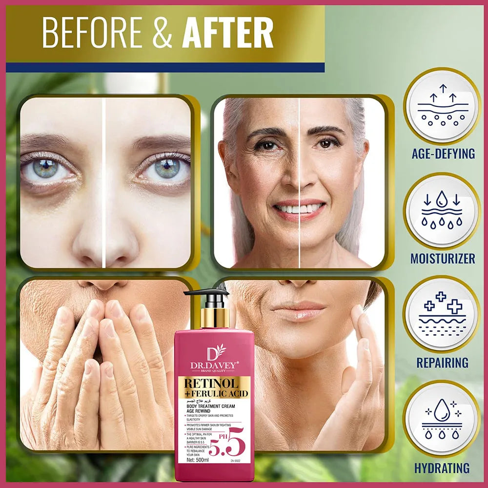 PH 5.5 Retinol Body Lotion Firming Moisturizer Wrinkle Cream Boosts Skin Firmness For Face, Body, Dry Skin Improves Elasticity - 24 Timmar Deals