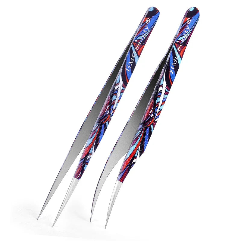 2st set Ögonfransförlängningspincett Individuell professionell Precision Volym Lash Pincett Rostfritt stål - 24 Timmar Deals