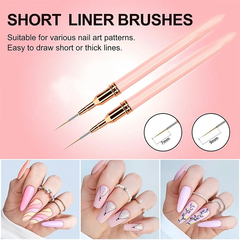 7/9/11/15/25MM Nail Liner Pensel Sett - 24 Timmar Deals