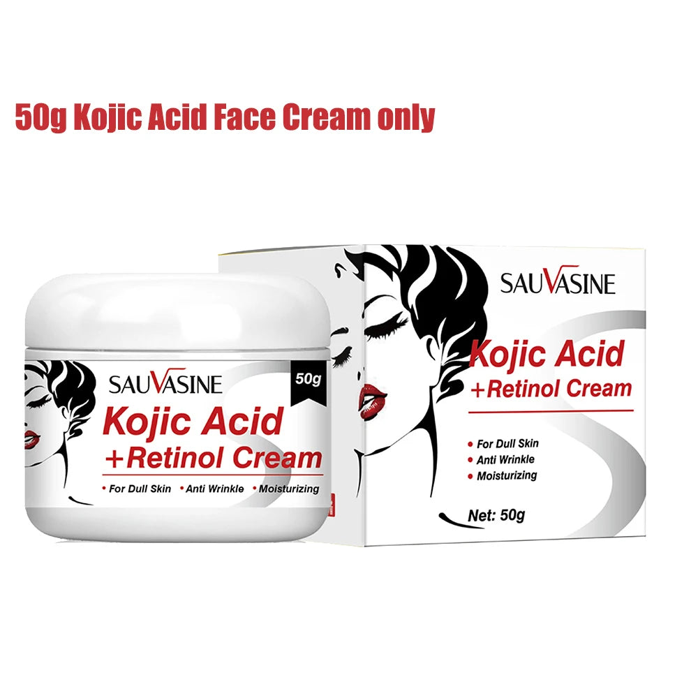 50g Kojic Acid Face Cream + 30ml Facial Serum Fade Dark Spots Brightening Skin Whitening Cream - 24 Timmar Deals