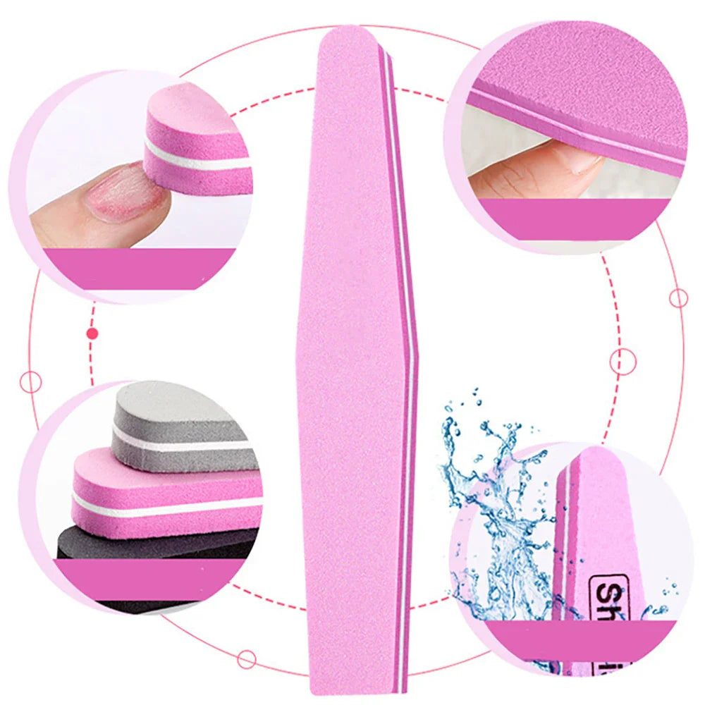 5 PCS/LOT Professional Nail Files Nail Buffer 100/180 Grit Sanding Polishing Grinding Manicure Nail Art Tools 6 Colors - 24 Timmar Deals