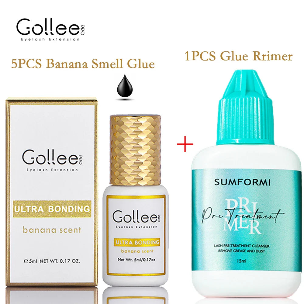 Gollee Banana scent Eyelash Glue 1s Fast Drying Waterproof Glue Premade fans Glue 3-5 Weeks Lasting eyelash extension glue Salon - 24 Timmar Deals