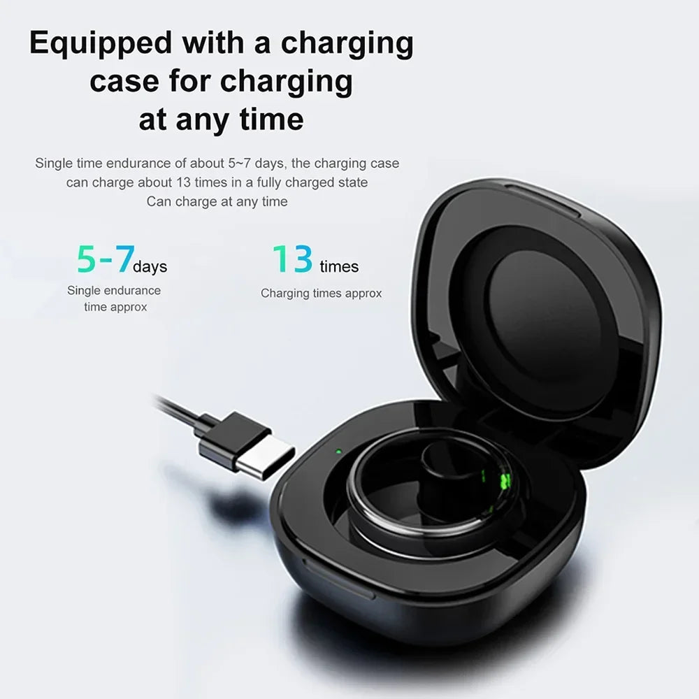 Smart Ring with Charging Case for Men Women Heart Rate and Blood Oxygen Monitor Waterproof Sport - 24 Timmar Deals