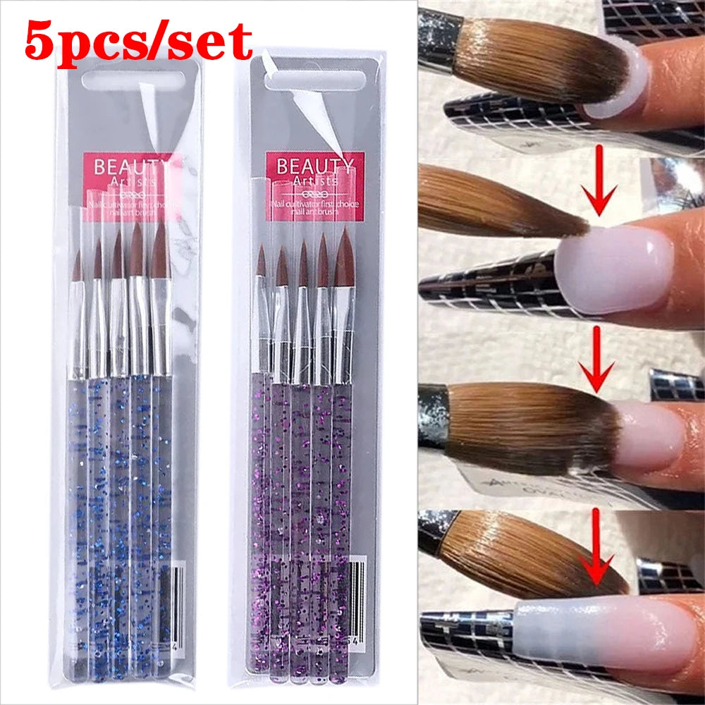 5 st. kristallhandtag akryl/UV-gel nagelborstar - 24 Timmar Deals
