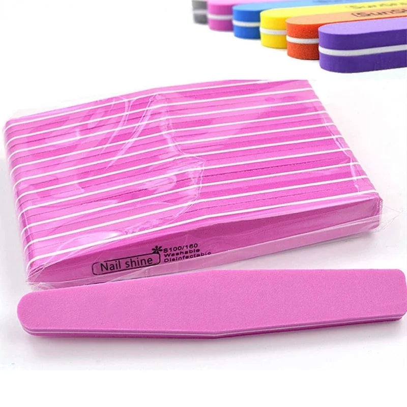 5 PCS/LOT Professional Nail Files Nail Buffer 100/180 Grit Sanding Polishing Grinding Manicure Nail Art Tools 6 Colors - 24 Timmar Deals
