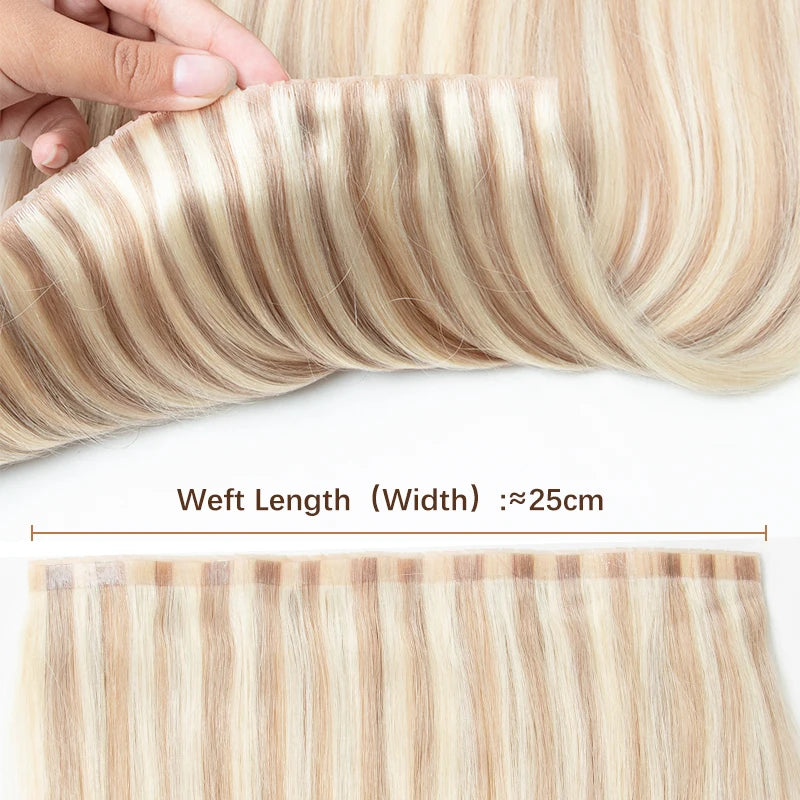 Osynligt hål Platt Pu-tejp Människohårsinslag Twin Tabs 25 cm lång 40-50g - 24 Timmar Deals