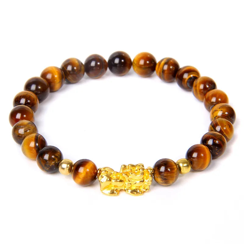 Fengshui Pixiu Armband Naturlig Obsidian Stone Beads Armband För Rikedom Lycka till - 24 Timmar Deals
