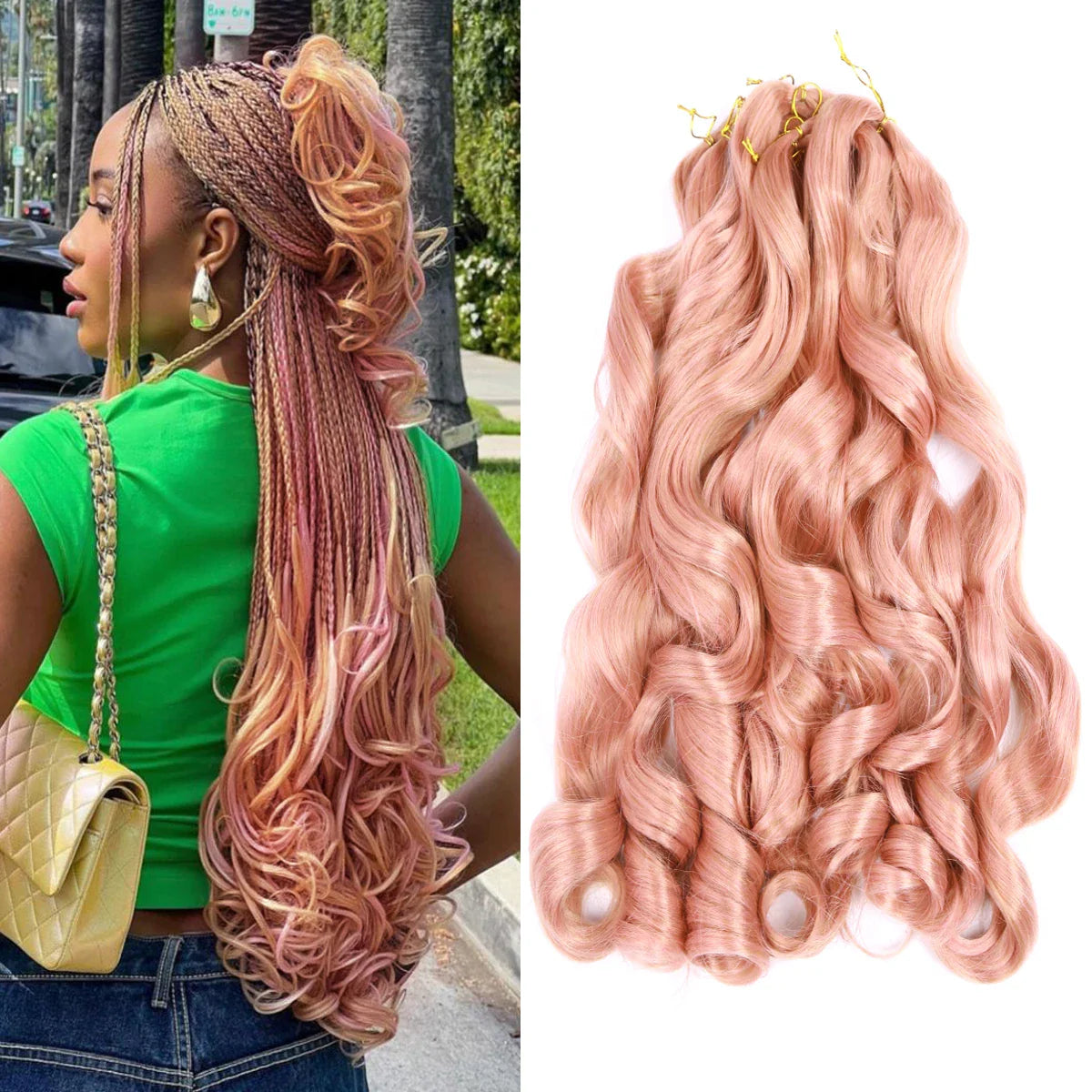 Syntetisk Loose Wave Flätning Hårförlängningar franska lockar Ombre #33, #27,#14, #30 - 24 Timmar Deals