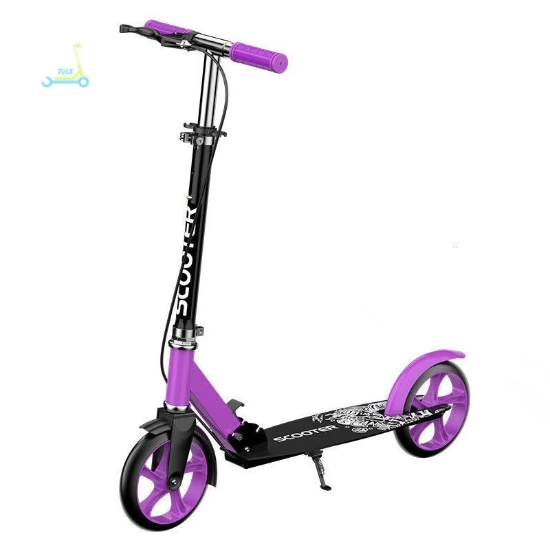 Manuell Vuxen skoter med hopfällbara två hjul och dubbla bromsar Design Antisladdpedaler för flexibel styrning - 24 Timmar Deals