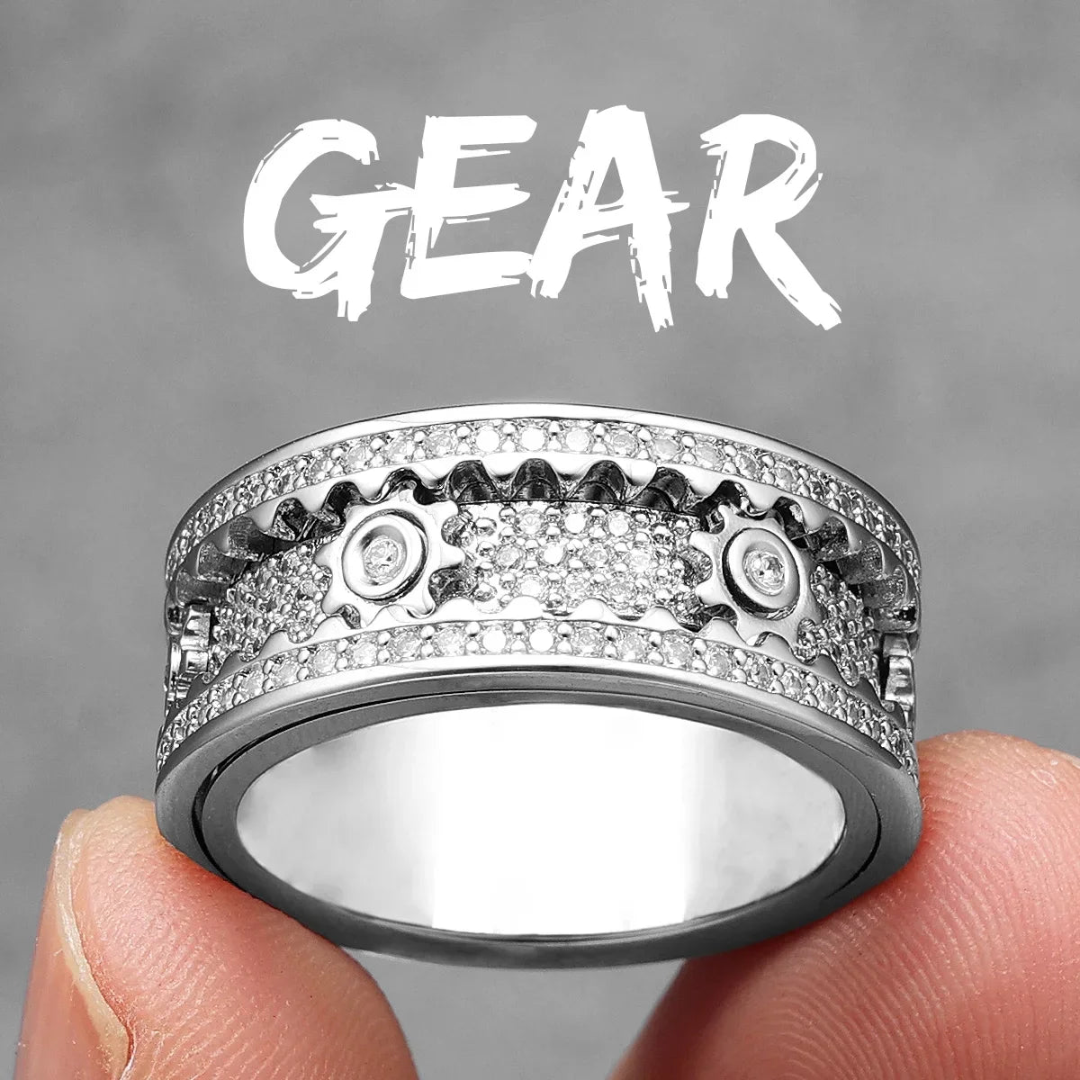 Gear Men Rings Stainless Steel - 24 Timmar Deals
