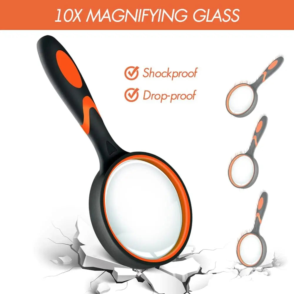 Handhållet förstoringsglas 10x förstoringsglas Läslins 50/65/75/100 mm - 24 Timmar Deals